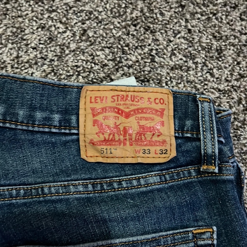 Levi’s 511 slim fit 33 X 32 blue jeans. Broken in.